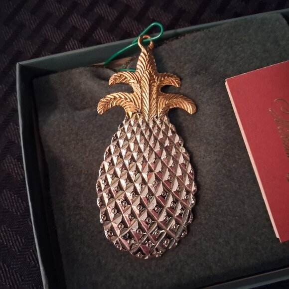 Lenox Kirk Stieff & VM Mix Lot Pineapple Christmas Ornaments Gold Plated Pewter - Picture 9 of 11